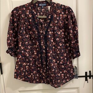 Charter Club Women's Floral Navy and Pink Top